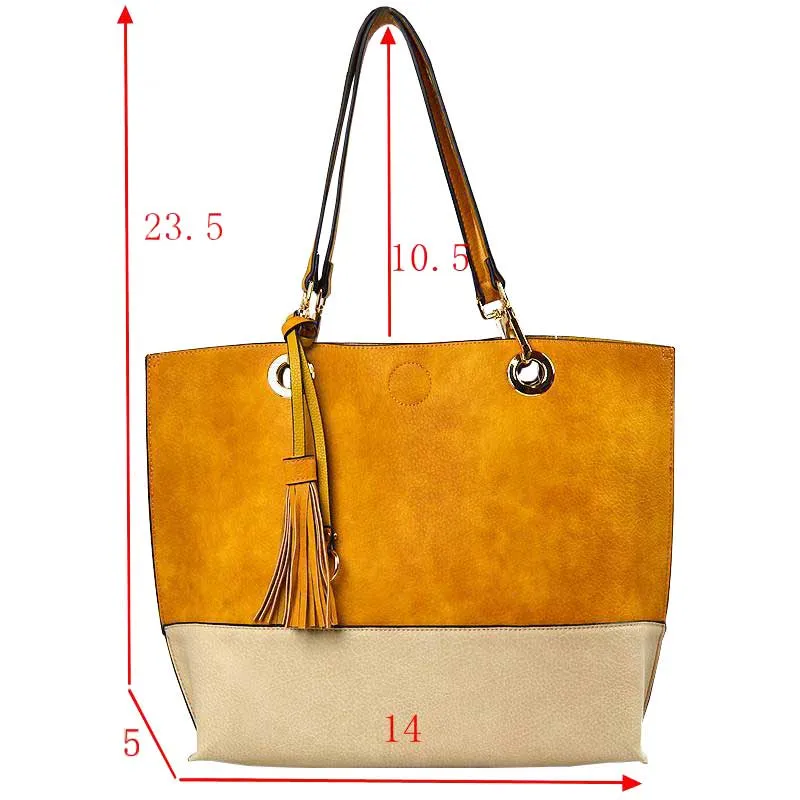 2 N 1 Womens Faux Leather Tote Shoulder Handbag