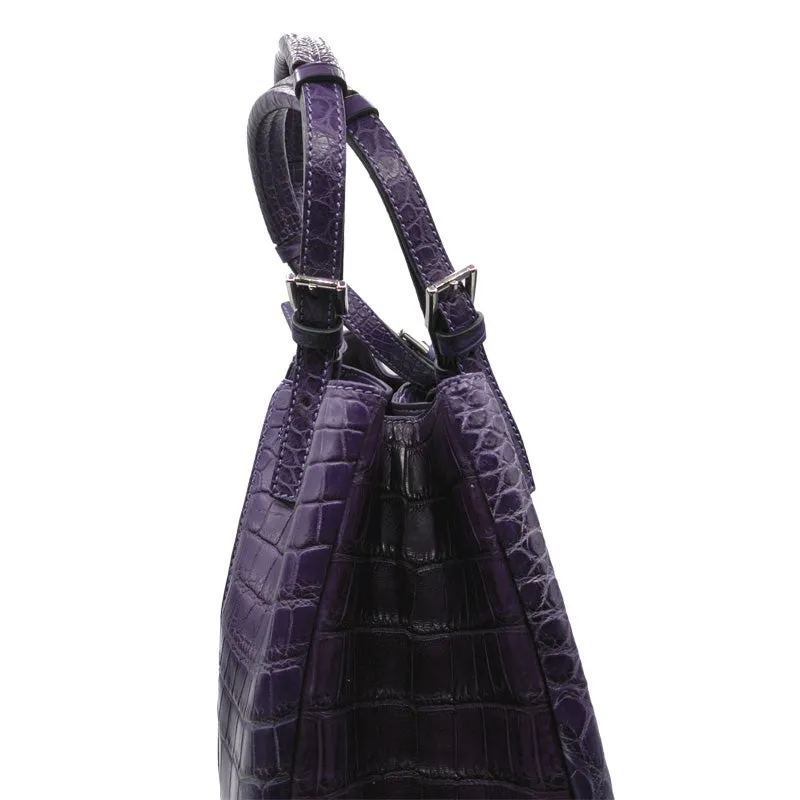 30-650-VIO THE VICTORIA Gracen Nile Crocodile Handbag, Violet