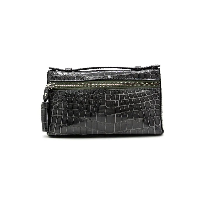 30-662-GRY THE SOPHIE Gracen Nile Crocodile Handbag, Gray