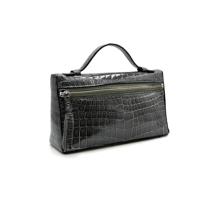 30-662-GRY THE SOPHIE Gracen Nile Crocodile Handbag, Gray