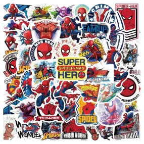 50-Piece Spider-Man Sticker Set for Laptop Guitar Suitcase - Waterproof Decals for Kids Toys