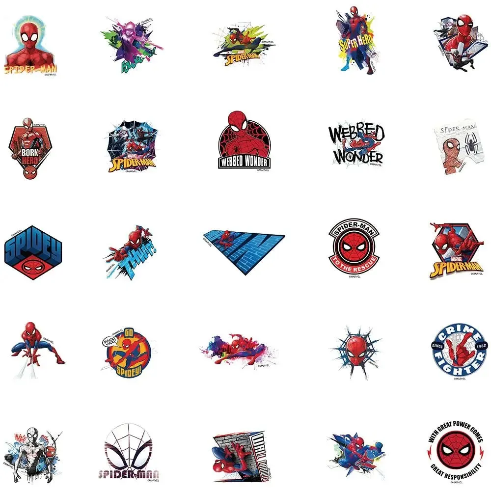 50-Piece Spider-Man Sticker Set for Laptop Guitar Suitcase - Waterproof Decals for Kids Toys