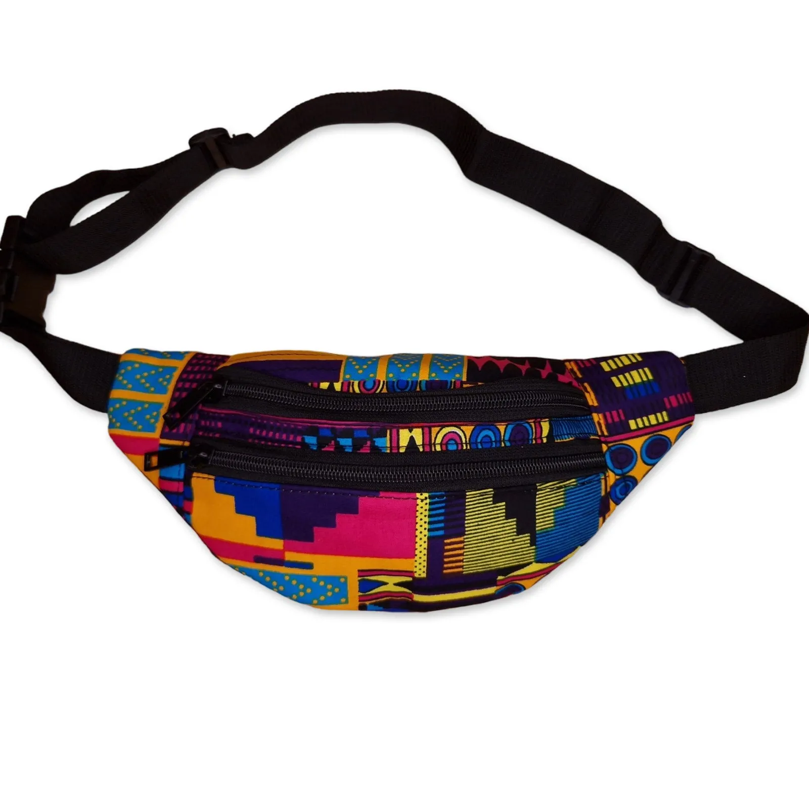 African Print Fanny Pack - Multicolor kente - Ankara Waist Bag / Bum bag / Festival Bag with Adjustable strap