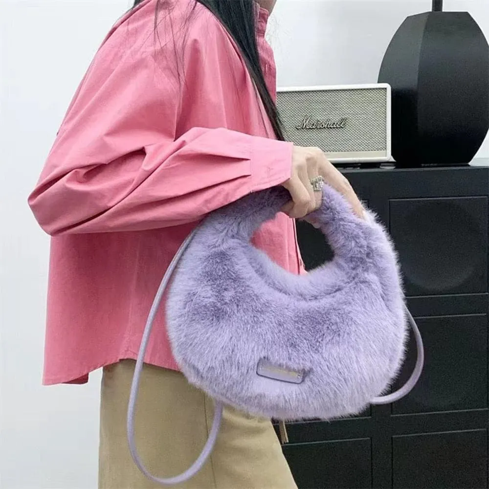 AG Collective Soft Fashionable Fluffy Shoulder Women's Handbag