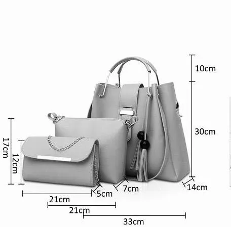 Alexa 3 piece white handbag