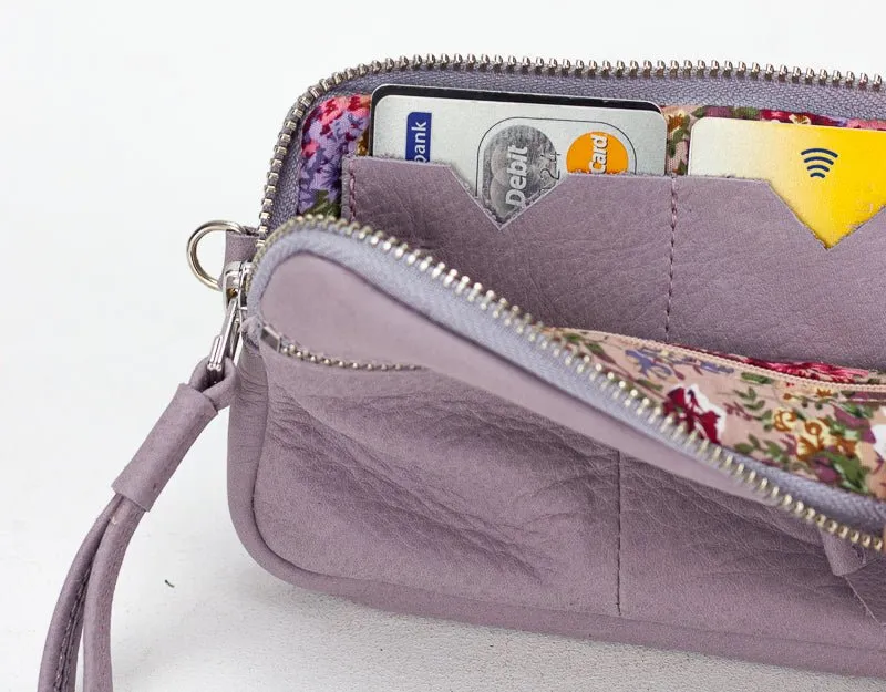 Antheia mini wallet - Mauve leather