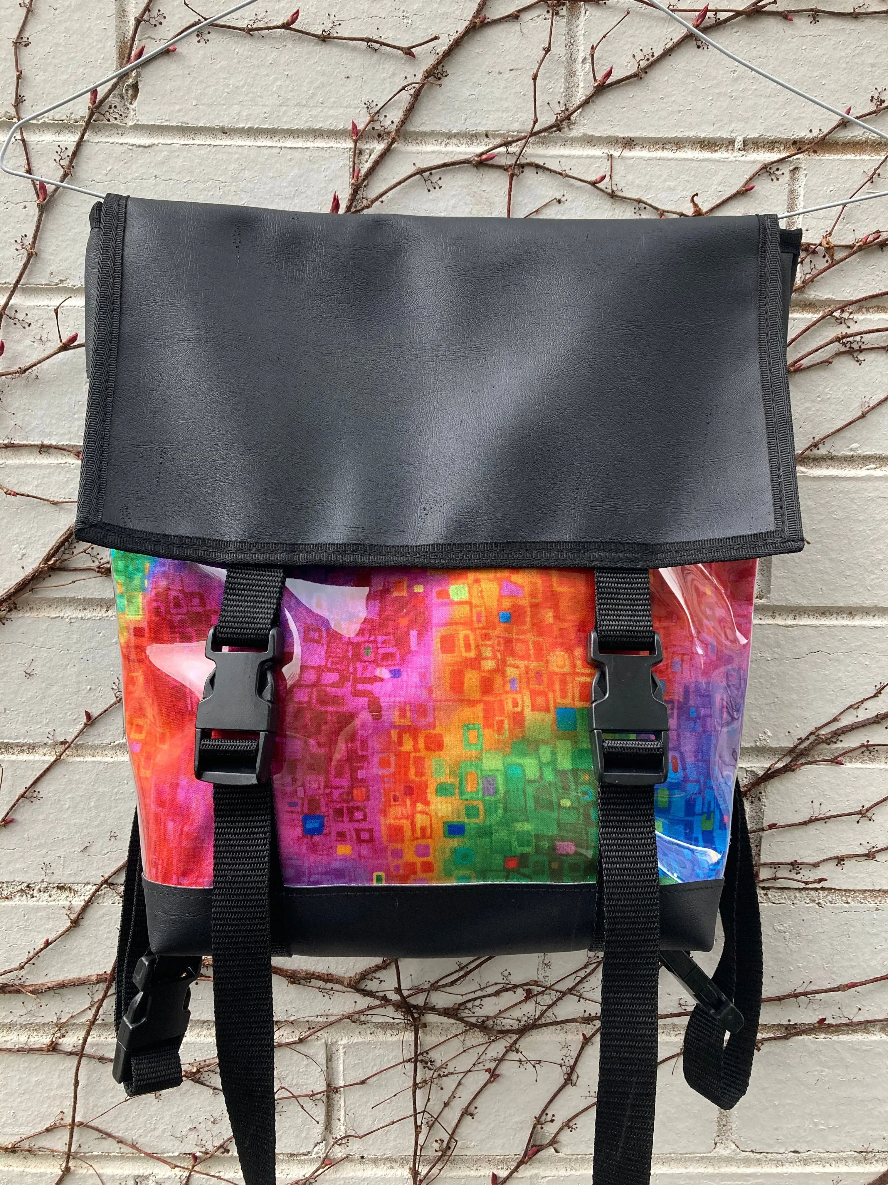 Backpack/ Shoulder Bag - Rainbow Geometrics