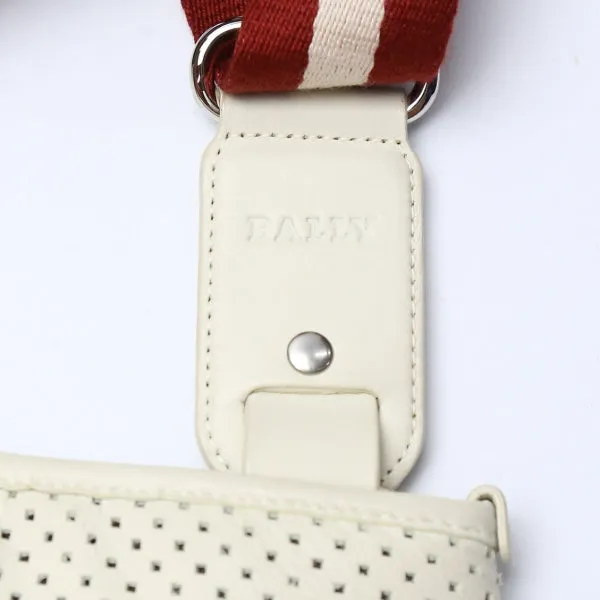 BALLY Shoulder Bag Punching leather white Punching leather Diagonal Shoulder belt Women Used Authentic