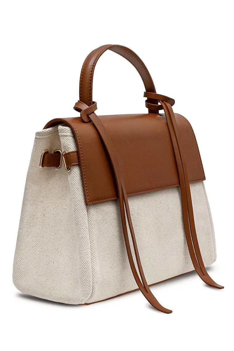 Bank Canvas Leather Handbag