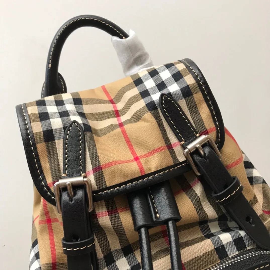 BB Medium Rucksack In Vintage Check Cotton Canvas-Sandy For Women, Bags 13in/33cm