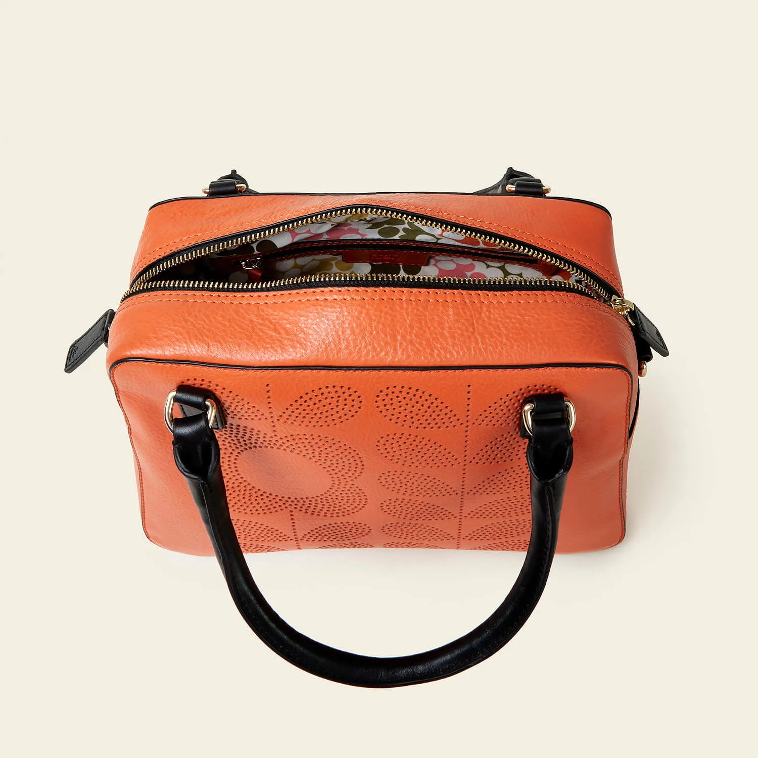 Beatrice Handbag - Punched Tall Flower Orange