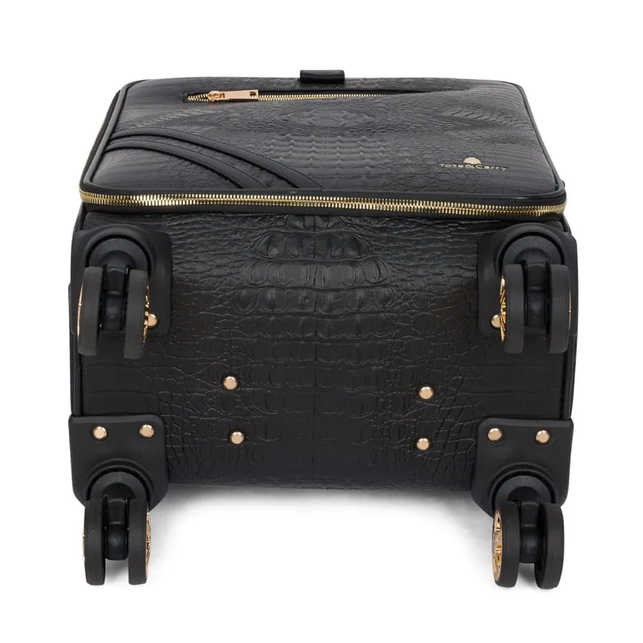 Black Apollo 1 Faux Snakeskin Carry-On Suitcase