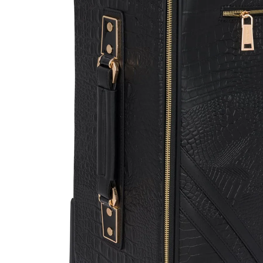 Black Apollo 2 Faux Crocodile Skin Carry-On Suitcase