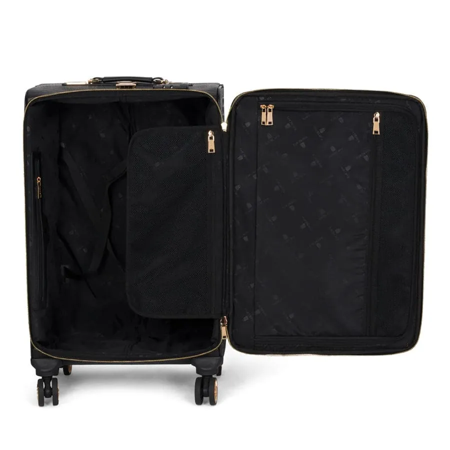 Black Apollo 2 Faux Crocodile Skin Carry-On Suitcase