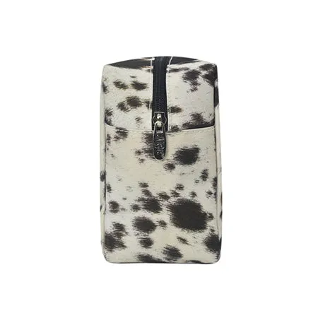 Black Cowhide NGIL Large Cosmetic Travel Pouch