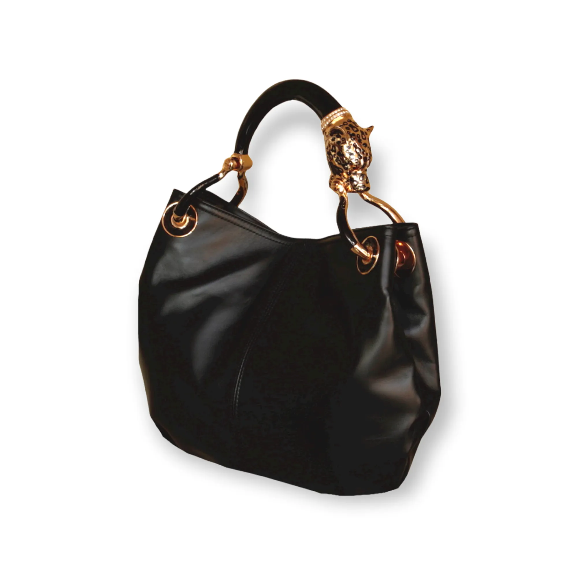 BLACK JAGUAR SMALL HANDBAG  IN HIGHT QUALITY LEATHER