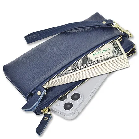 Blue NGIL Genuine Leather Wristlet Handbag