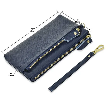 Blue NGIL Genuine Leather Wristlet Handbag