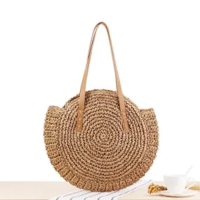 Boho Handmade Round Straw Tote Shoulder Bag