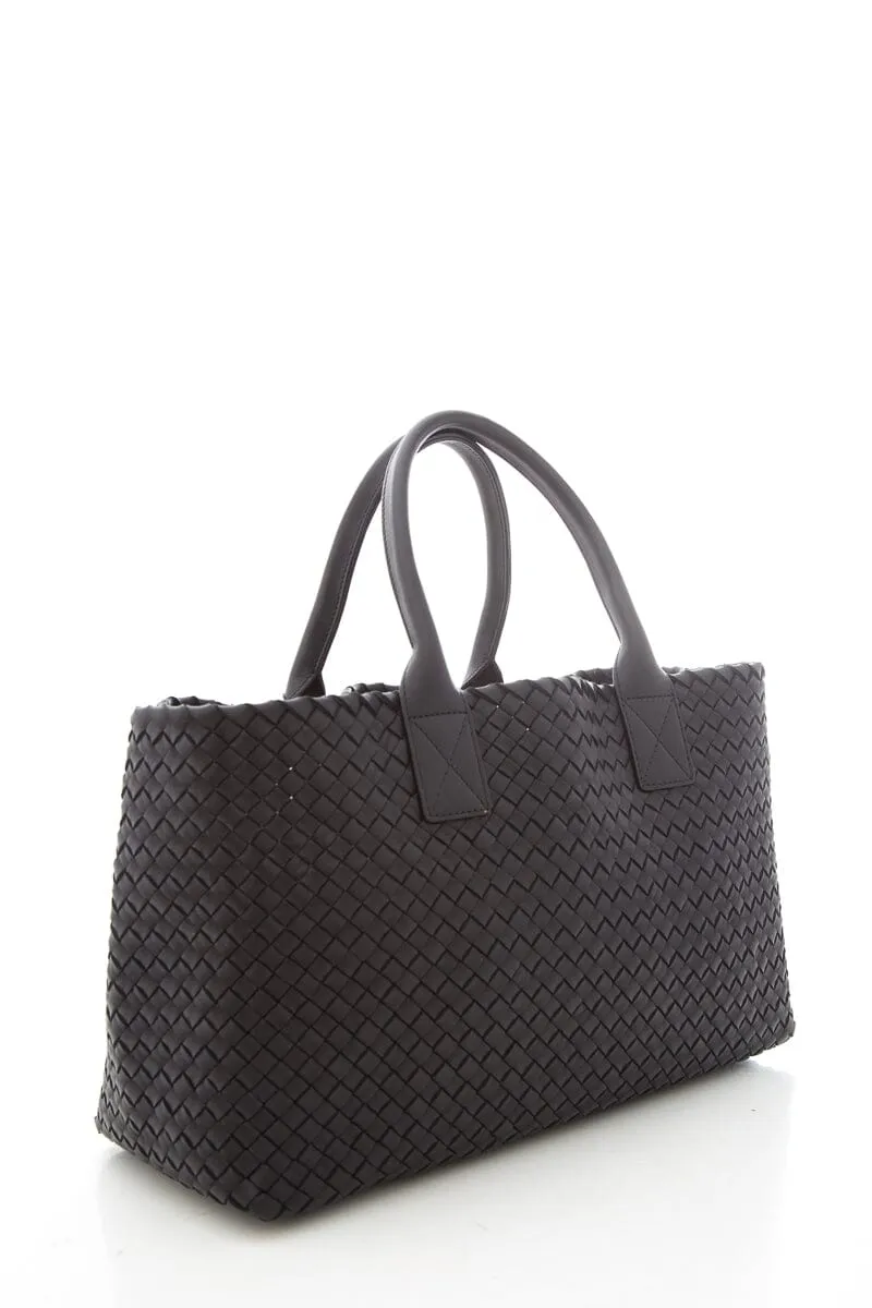 Bottega Veneta Black Cabat Intrecciato Leather Tote