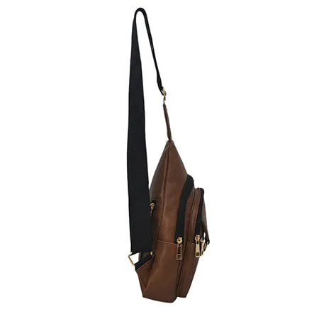 Brown NGIL Faux Leather Sling Shoulder Bag