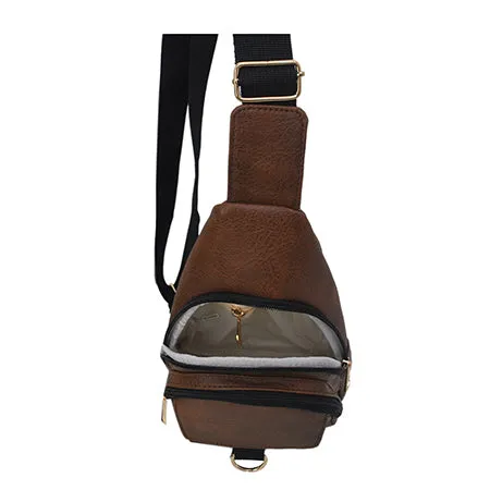 Brown NGIL Faux Leather Sling Shoulder Bag