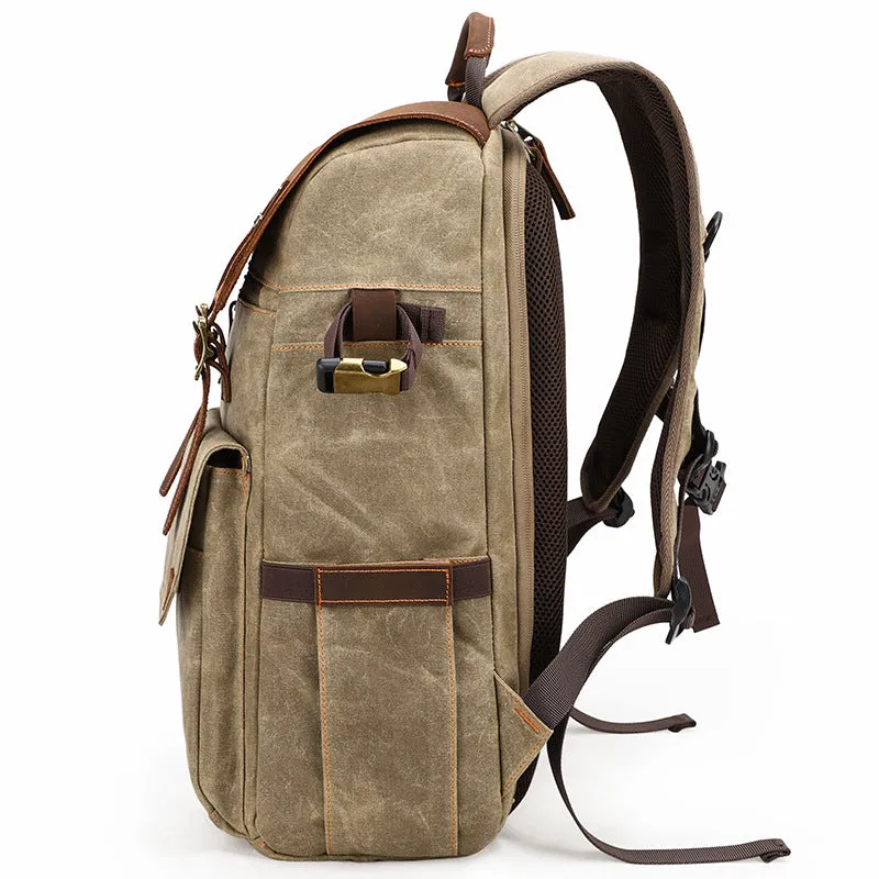 Canvas DSLR Camera Backpack Waterproof Canvas Travel Backpack Large Capacity Backpack QK-011