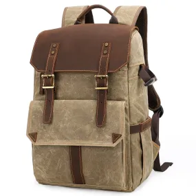 Canvas DSLR Camera Backpack Waterproof Canvas Travel Backpack Large Capacity Backpack QK-011