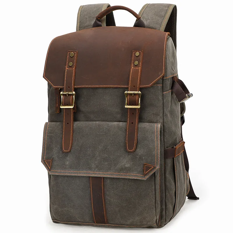 Canvas DSLR Camera Backpack Waterproof Canvas Travel Backpack Large Capacity Backpack QK-011