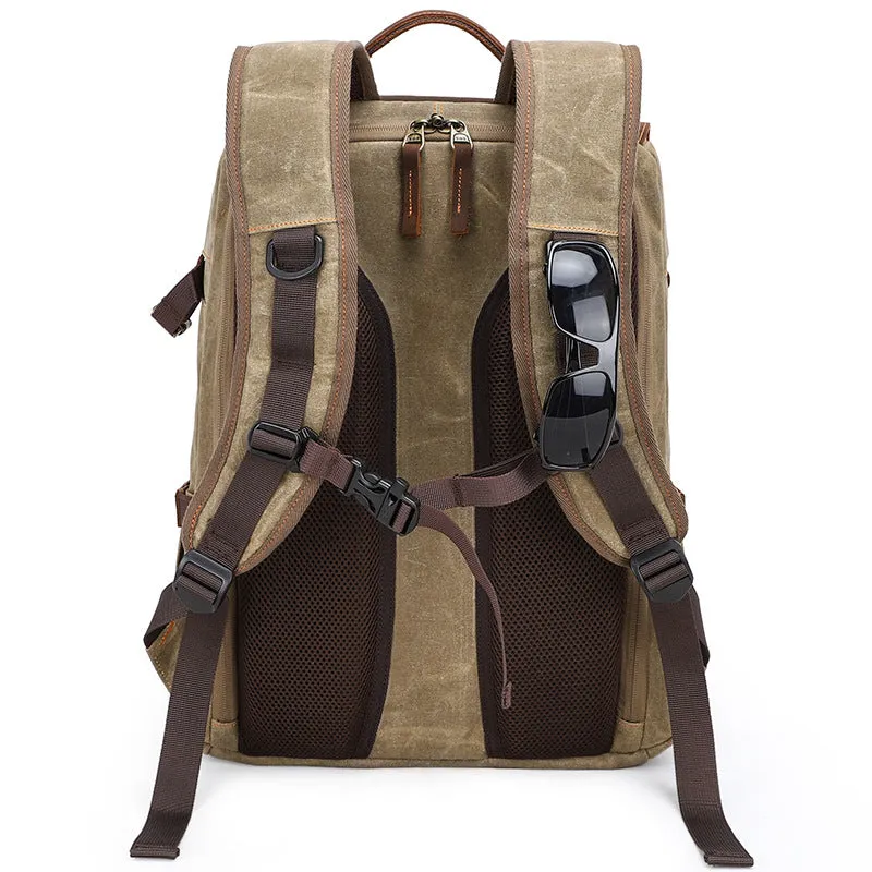 Canvas DSLR Camera Backpack Waterproof Canvas Travel Backpack Large Capacity Backpack QK-011