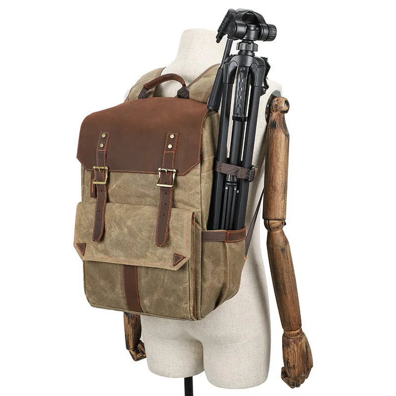 Canvas DSLR Camera Backpack Waterproof Canvas Travel Backpack Large Capacity Backpack QK-011