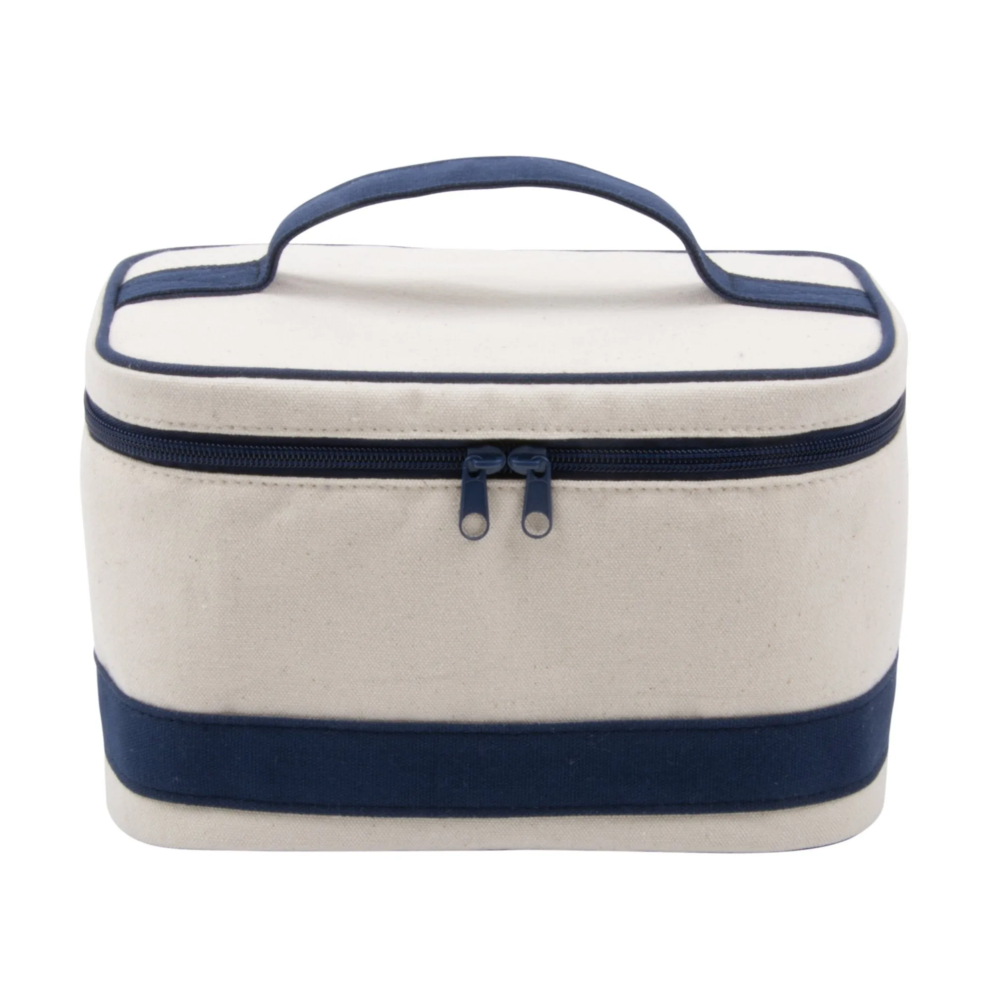 Canvas Train Case Cosmetic Bag