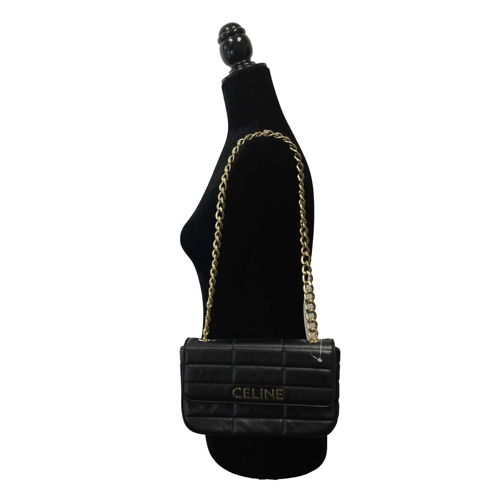 Celine - Black / Gold Matelasse Monogram Quilted Goatskin Shoulder Bag