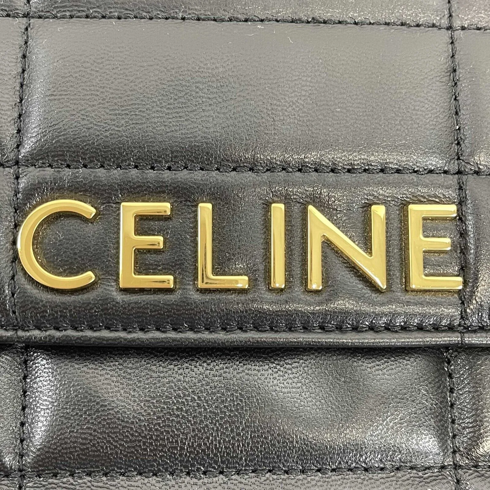 Celine - Black / Gold Matelasse Monogram Quilted Goatskin Shoulder Bag