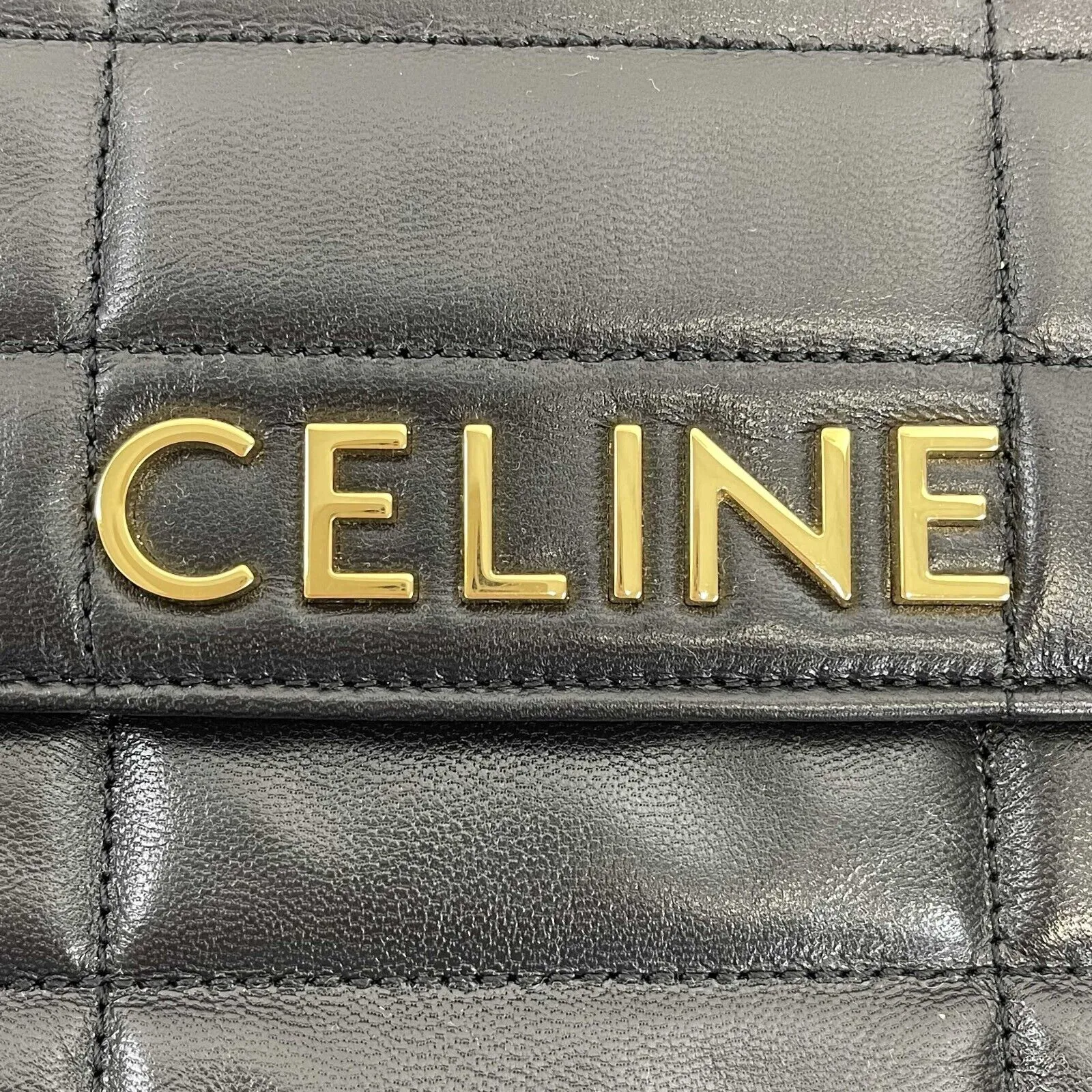 Celine - Black / Gold Matelasse Monogram Quilted Goatskin Shoulder Bag