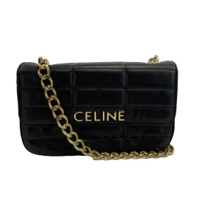 Celine - Black / Gold Matelasse Monogram Quilted Goatskin Shoulder Bag