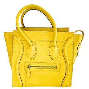 CELINE Handbag 167793 leather yellow Micro shopper Luggage Women Used Authentic