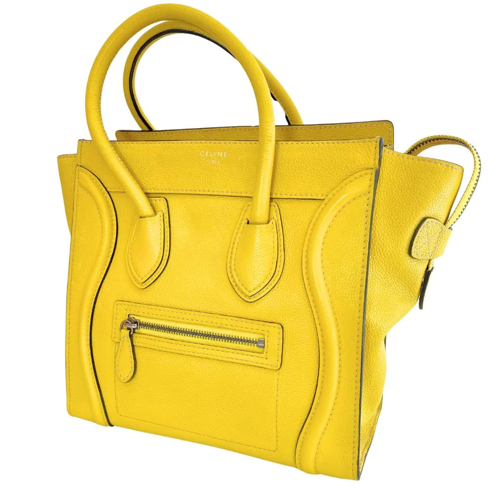 CELINE Handbag 167793 leather yellow Micro shopper Luggage Women Used Authentic