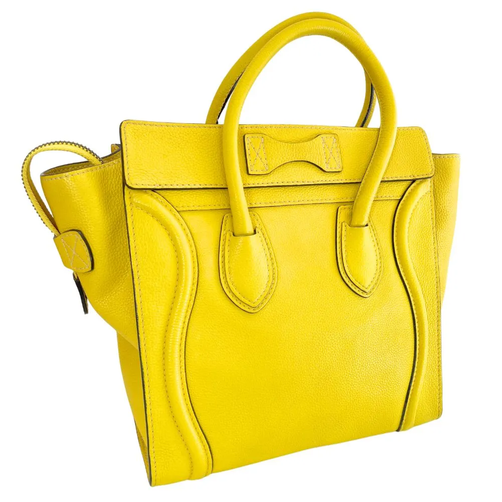 CELINE Handbag 167793 leather yellow Micro shopper Luggage Women Used Authentic