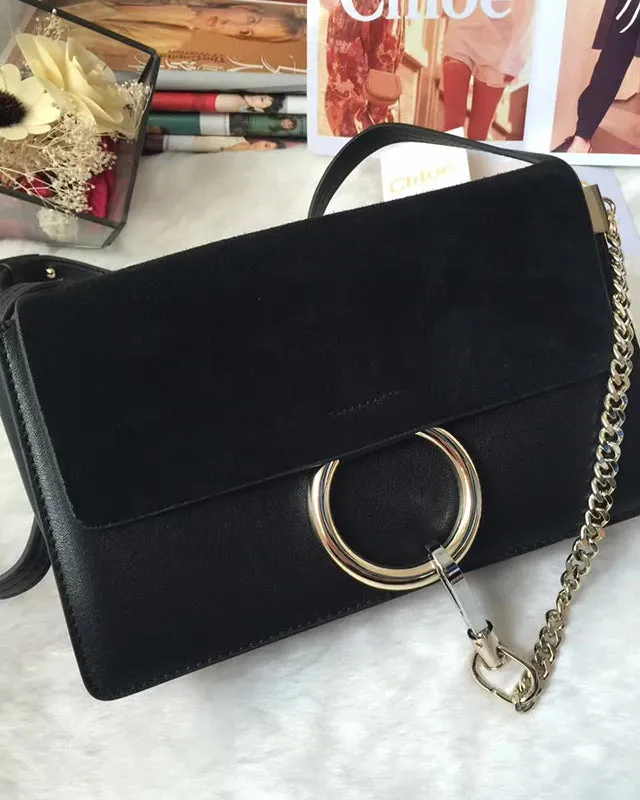 Chic Leather and Suede Shoulder Bag Handbag