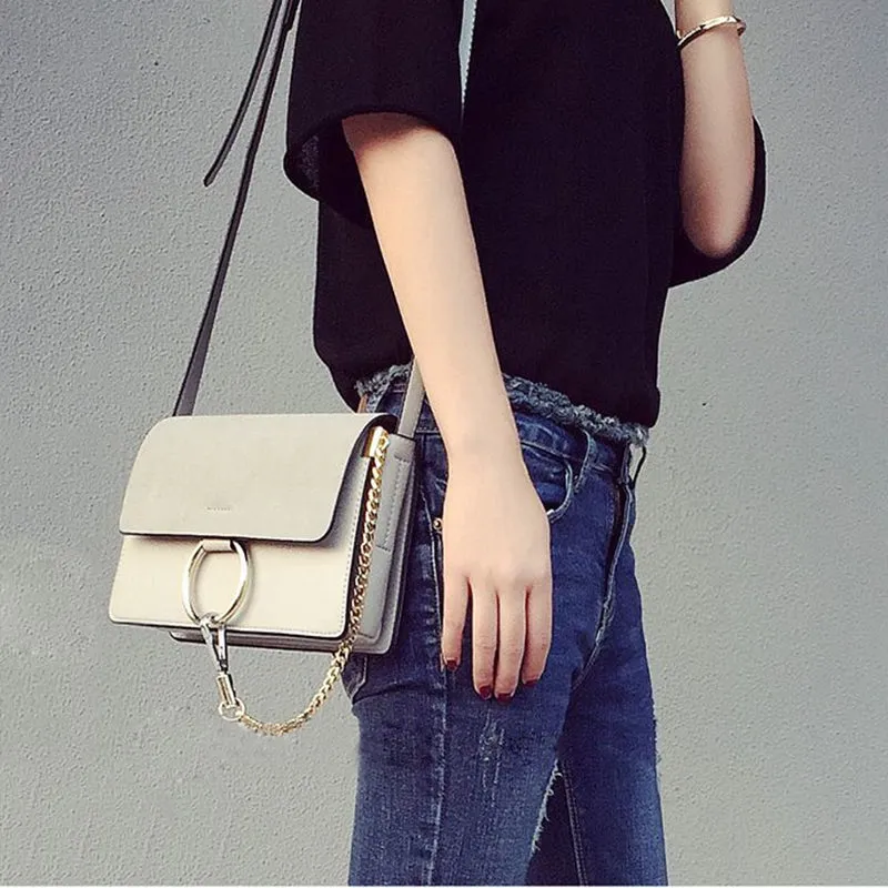 Chic Leather and Suede Shoulder Bag Handbag