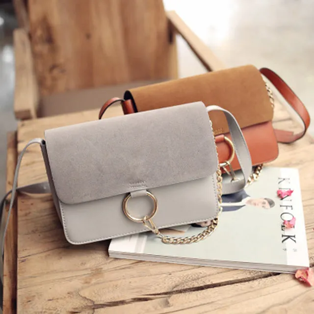 Chic Leather and Suede Shoulder Bag Handbag