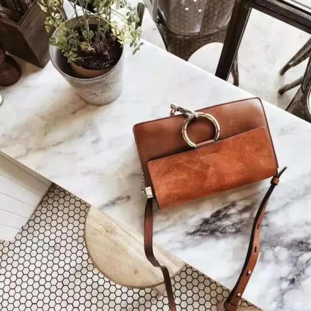 Chic Leather and Suede Shoulder Bag Handbag