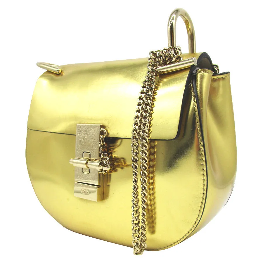 Chloe Drew Mini Chain Shoulder Gold Leather Cross Body Bag