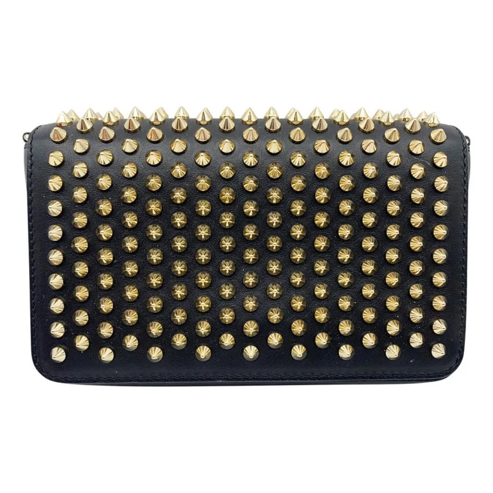 Christian Louboutin Zoompouch Studded Black Leather Shoulder Bag