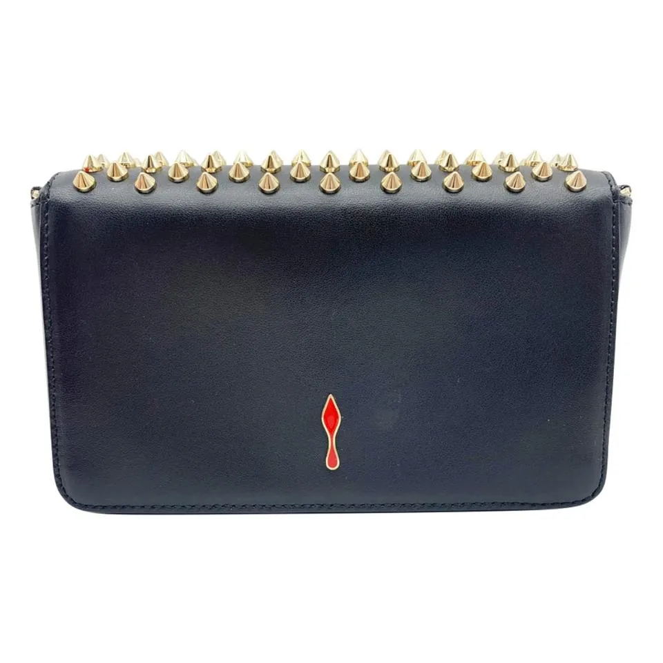 Christian Louboutin Zoompouch Studded Black Leather Shoulder Bag