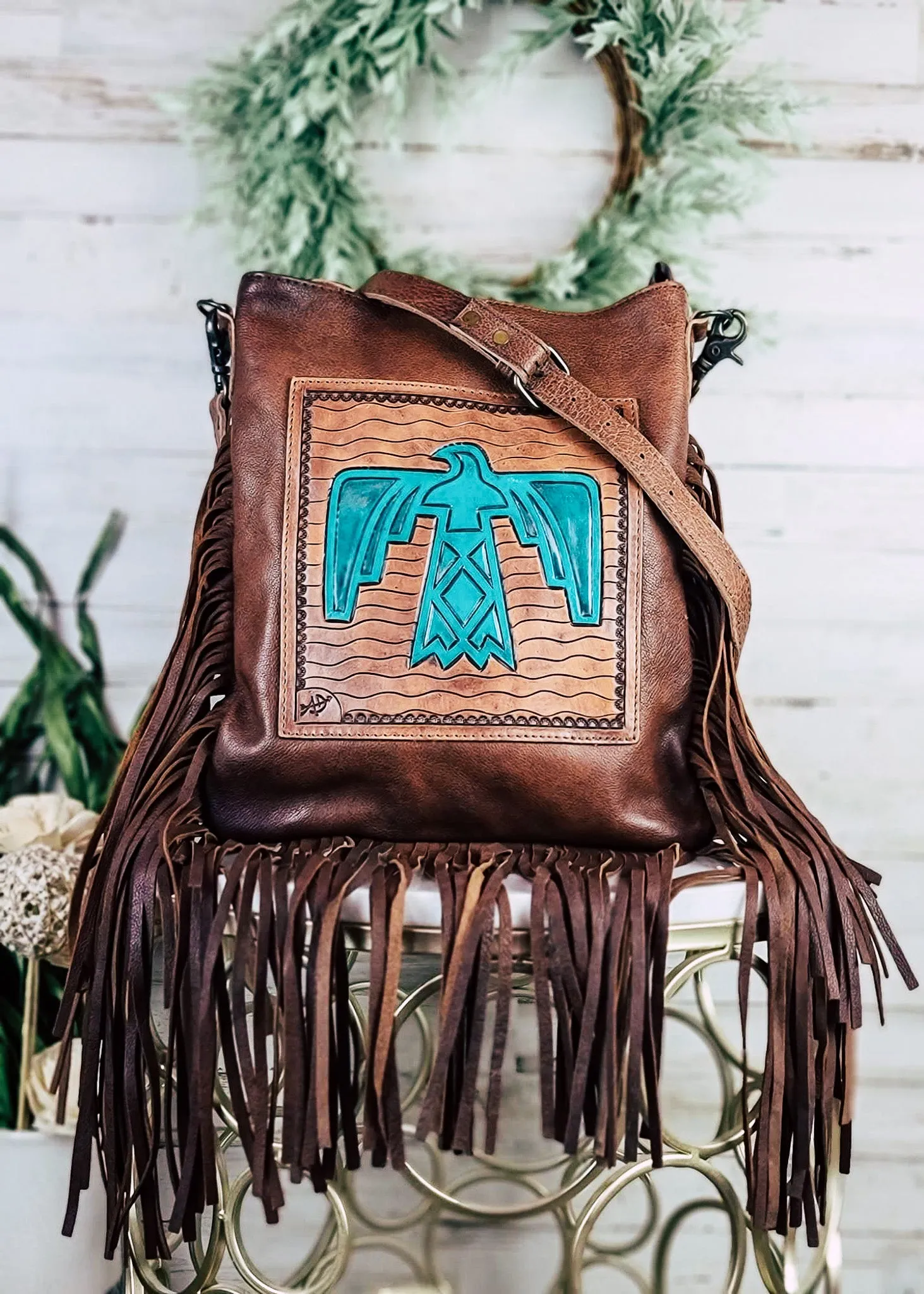 Concealed Carry Thunderbird Fringe Crossbody Handbag