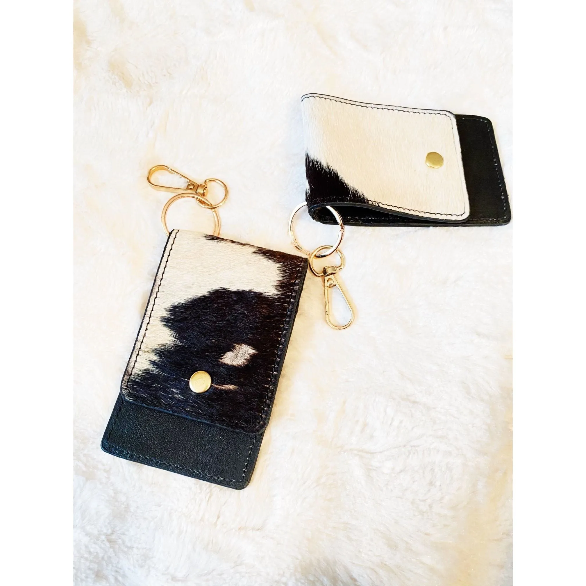 Cow Hide Wallet Keychain