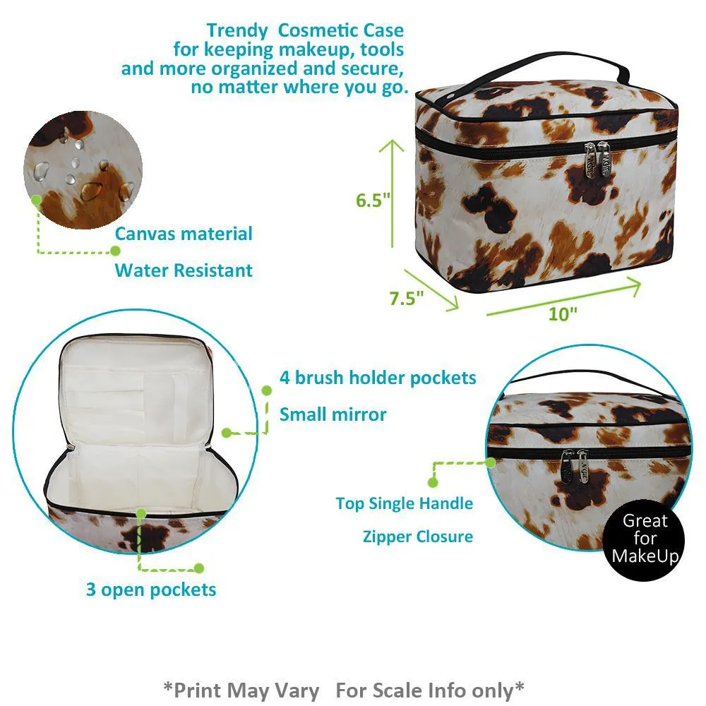 Cow Print NGIL Large Top Handle Cosmetic Case