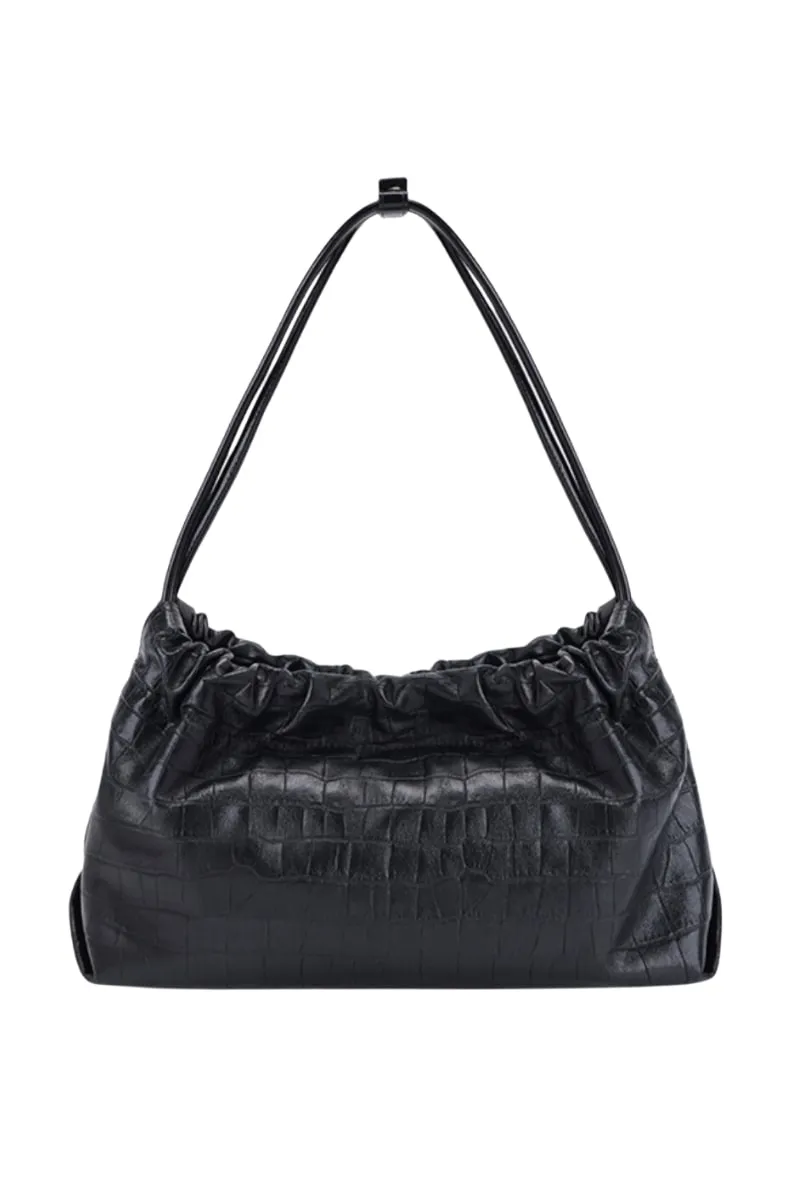 Croco Black Miel Long Shoulder Bag